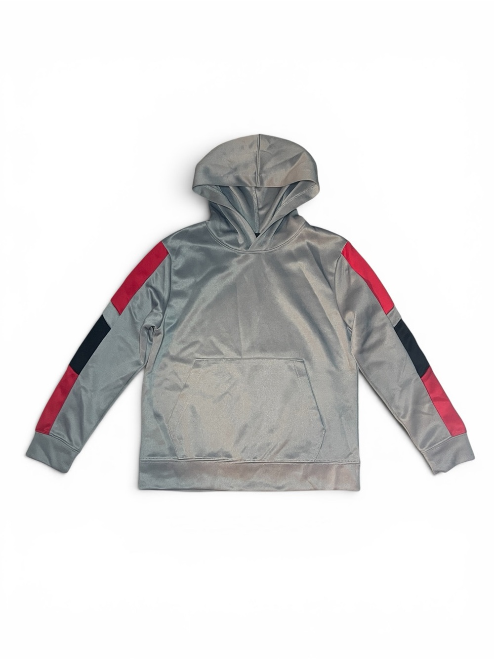MTA SPORTS Silver Hooded Sweatshirt with Red & Black Sleeve Panels